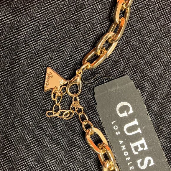 Guess Gold Tone Chain and Heart Necklace (16") - Picture 3 of 4